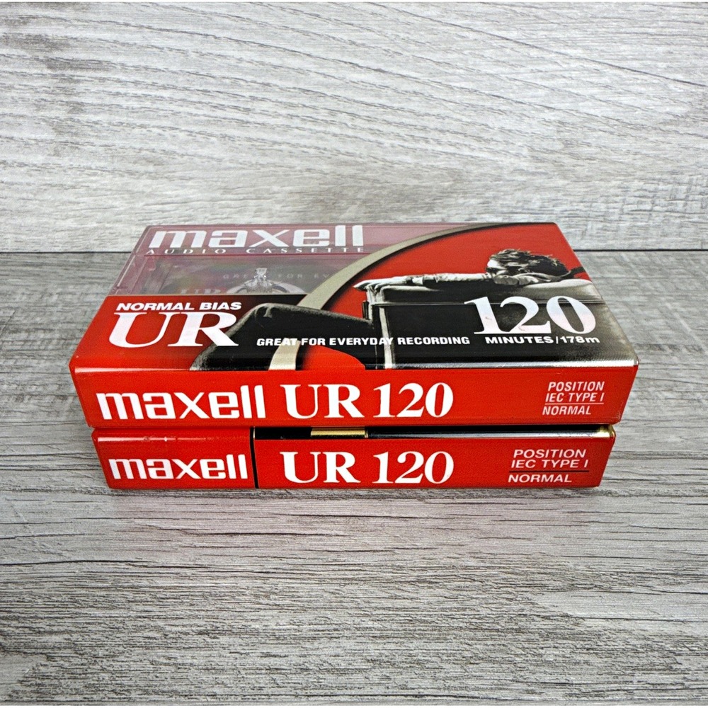 Maxell UR120 Blank Cassette Tapes Lot 2 120 Min Type I Normal Bias Sealed NOS
